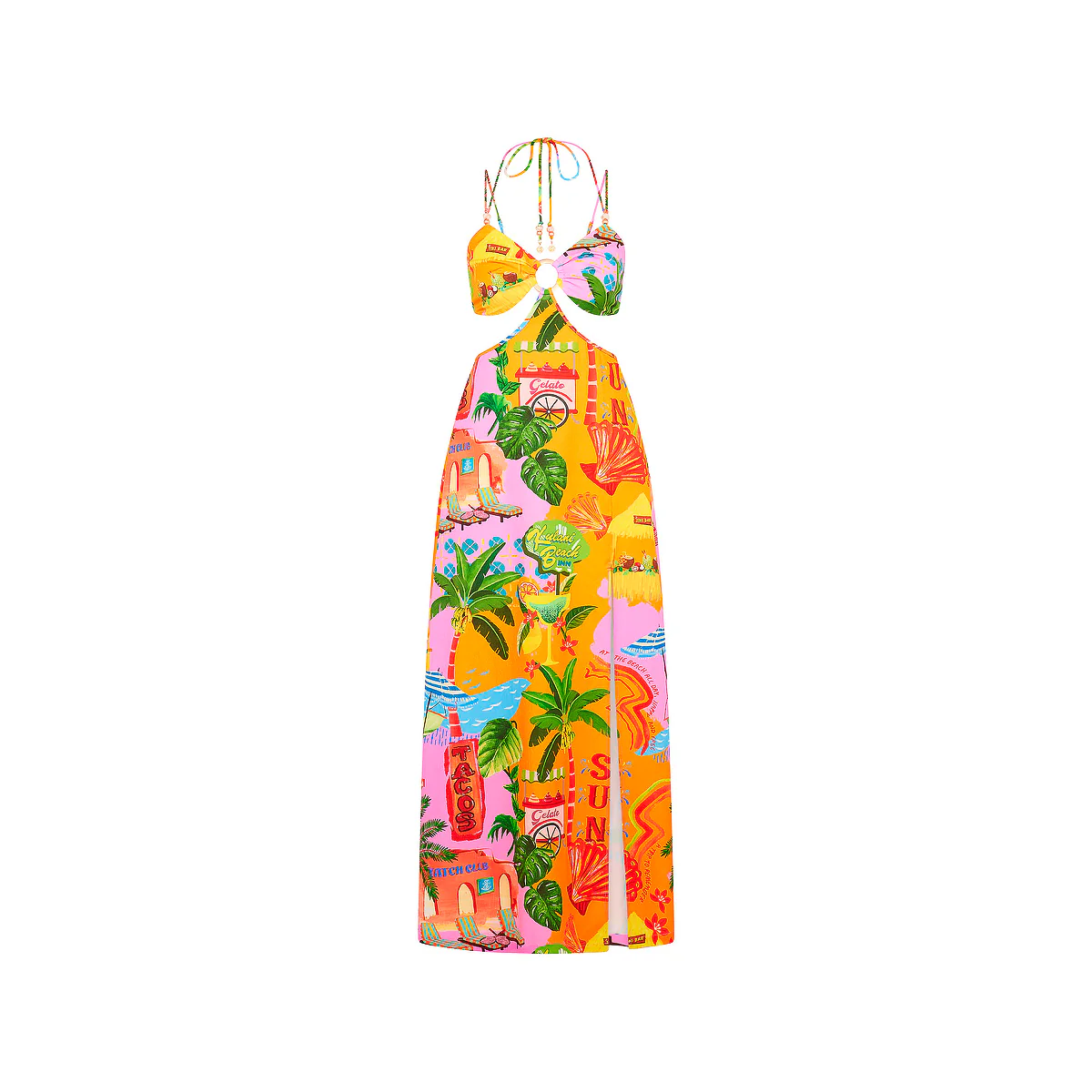 Beaded Cut Out Maxi Dress - Sunlit Spritz
