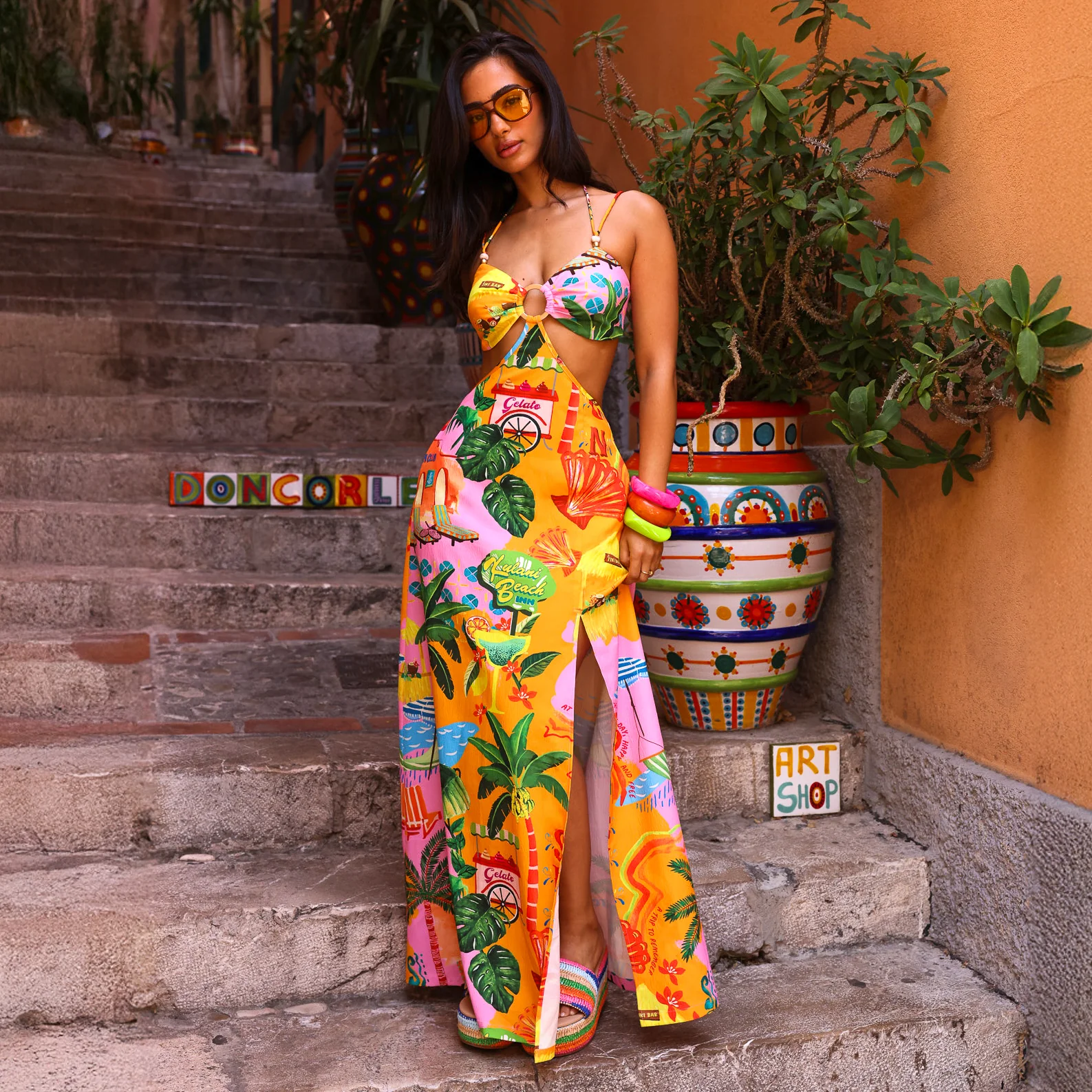 Beaded Cut Out Maxi Dress - Sunlit Spritz - Image 4