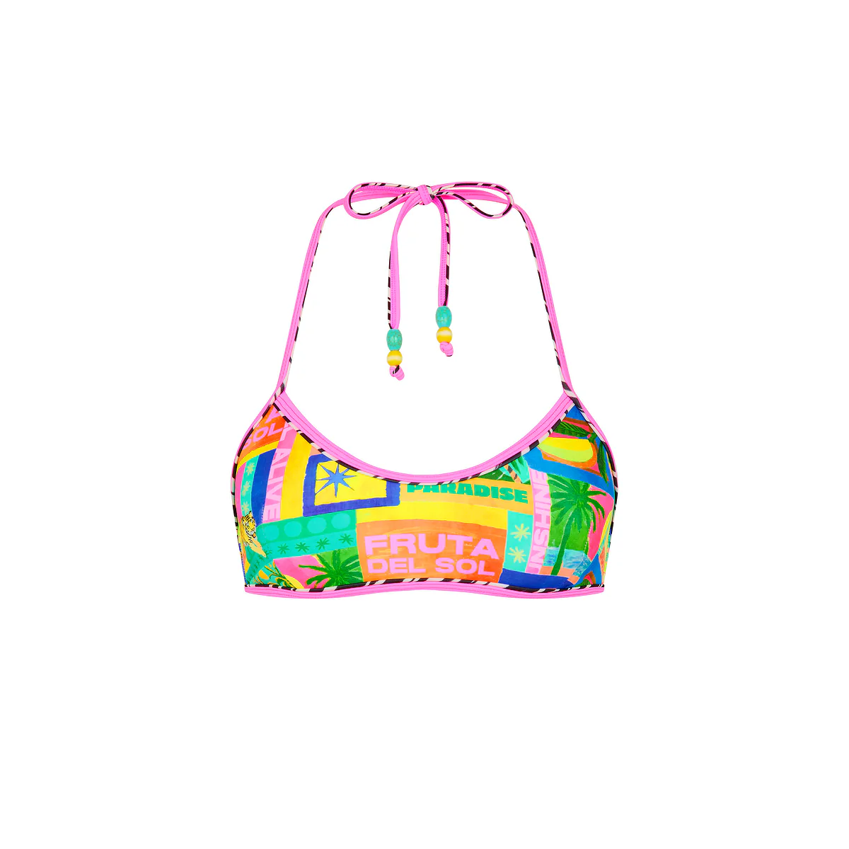 Double Bind Crop Halter Bikini Top - Sun Honey