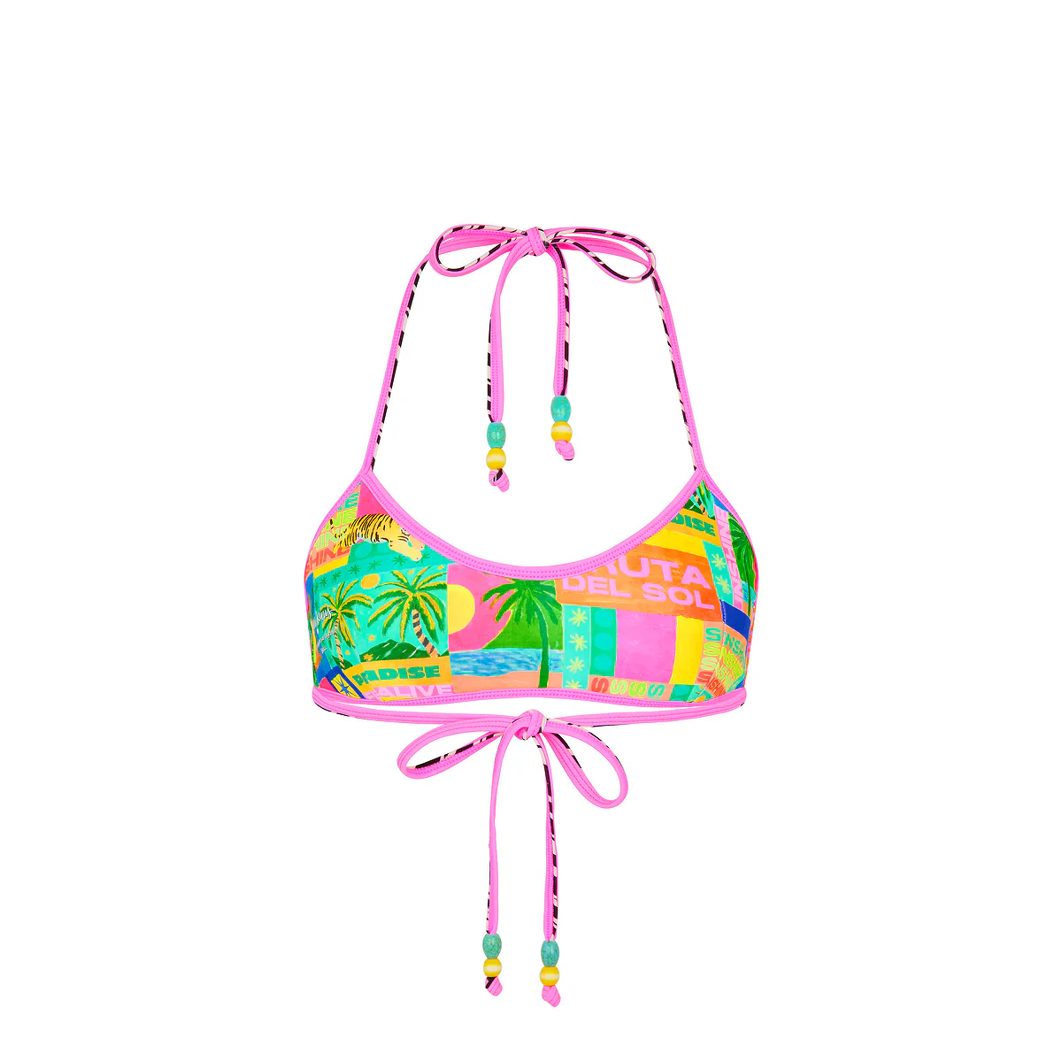 Double Bind Crop Halter Bikini Top - Sun Honey - Image 10