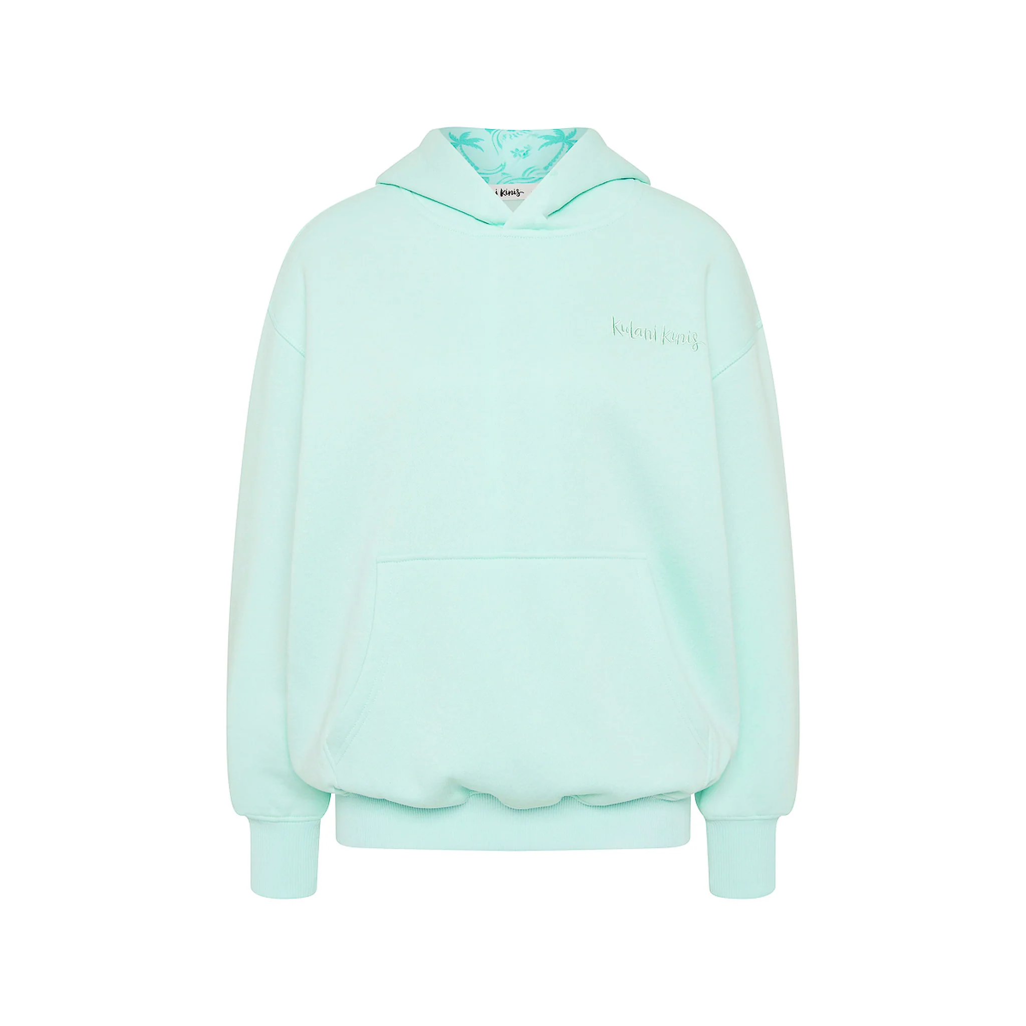 Embroidered Drawstring Hoodie - Jelly Mint