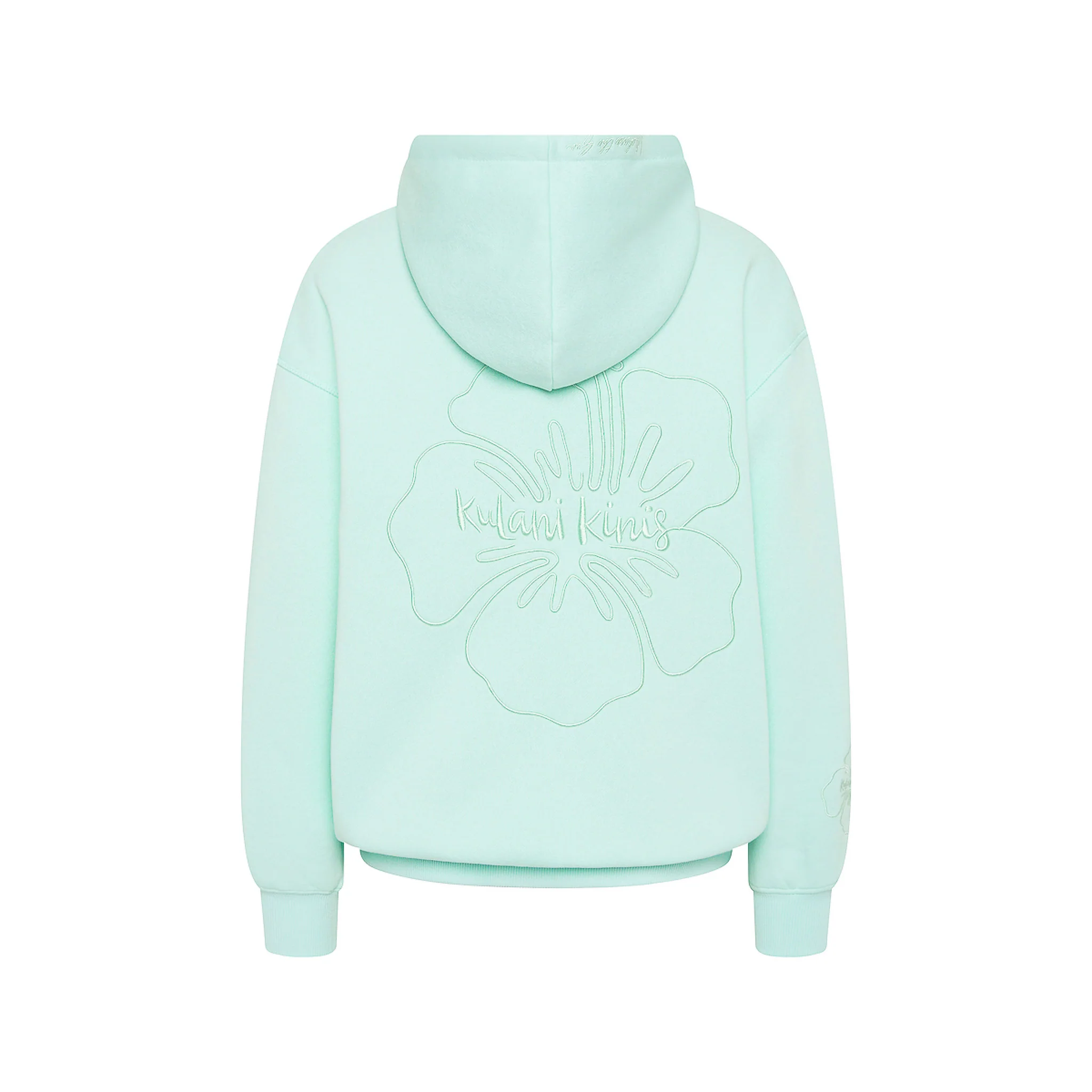 Embroidered Drawstring Hoodie - Jelly Mint - Image 11