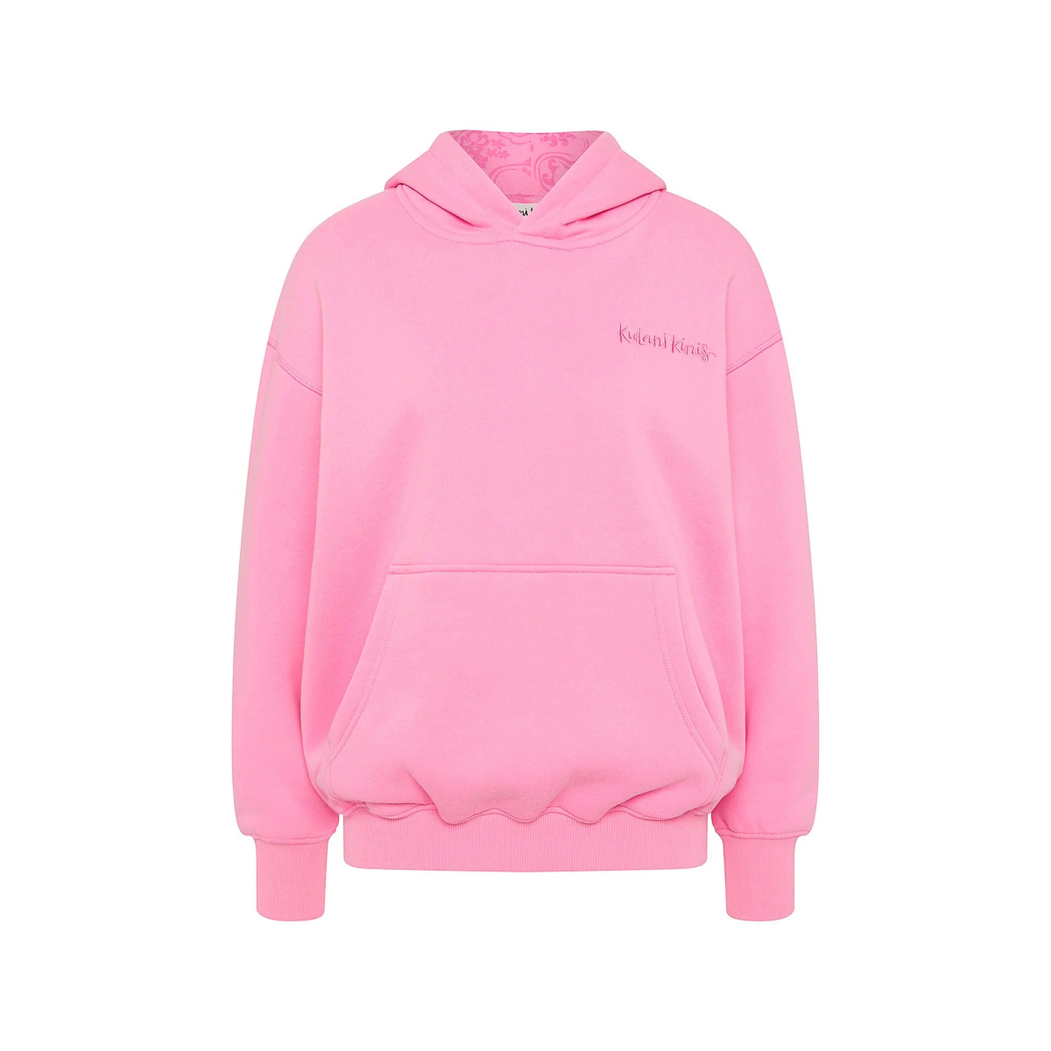 Embroidered Drawstring Hoodie - Powder Puff