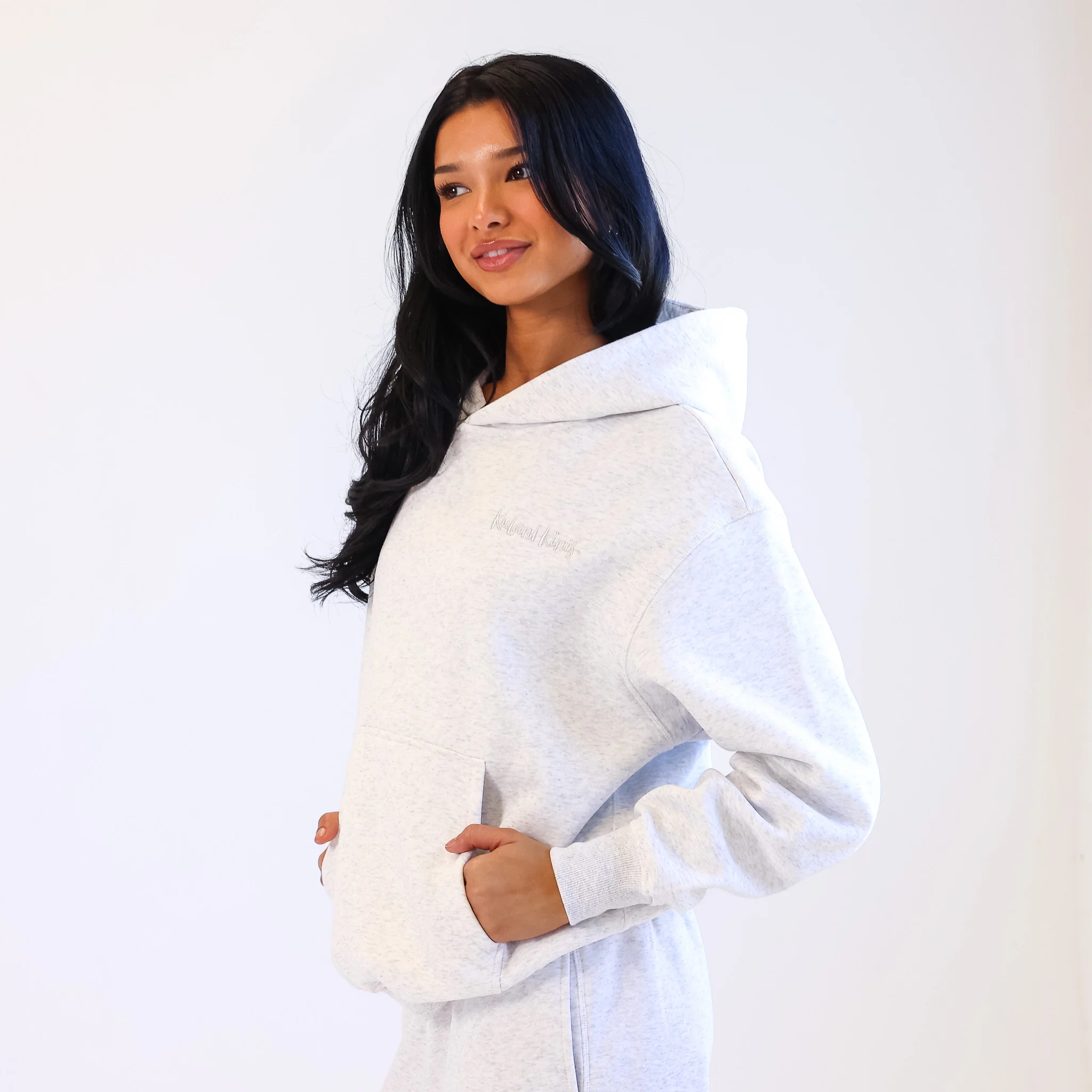 Embroidered Hoodie - Silver Stone - Image 3