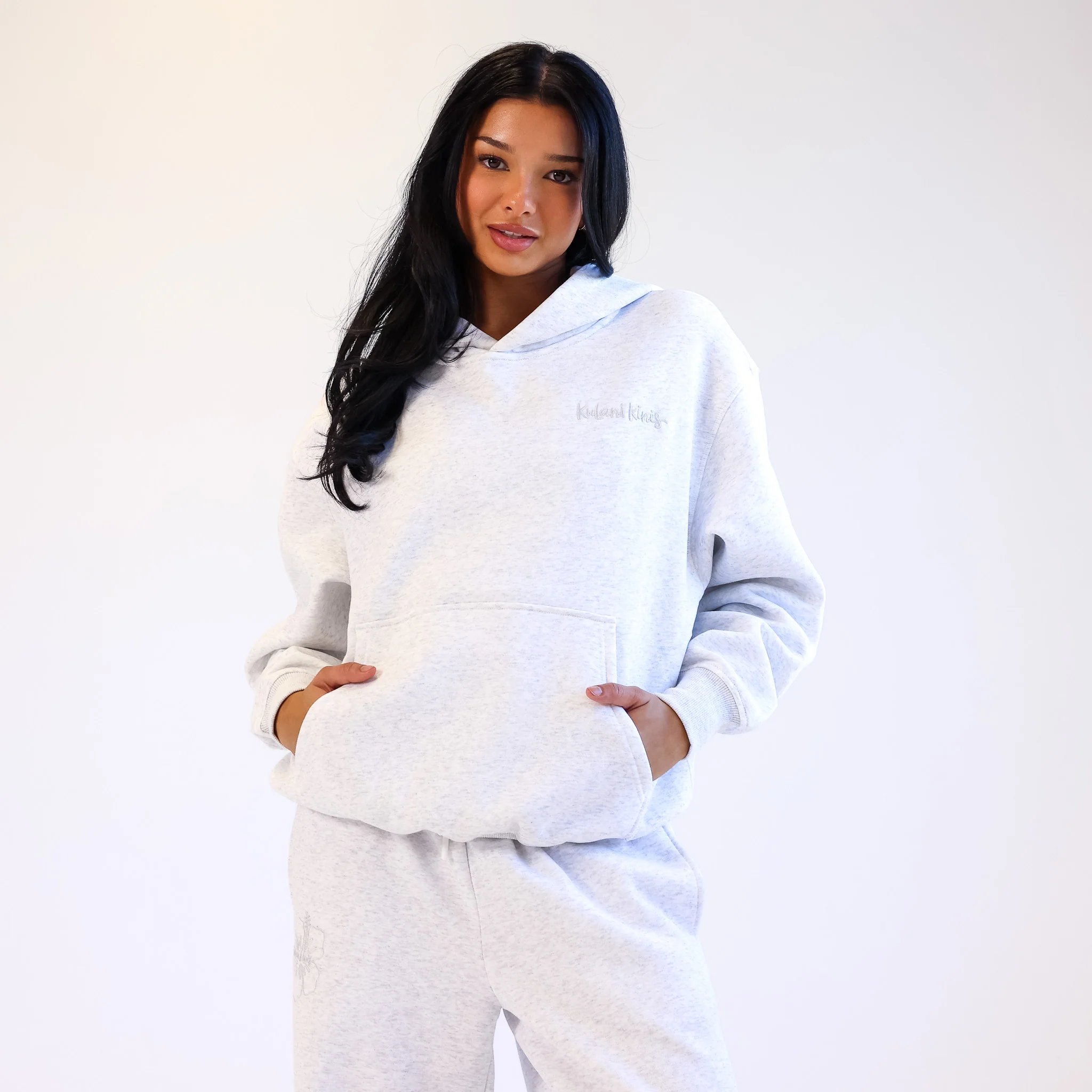Embroidered Hoodie - Silver Stone - Image 8