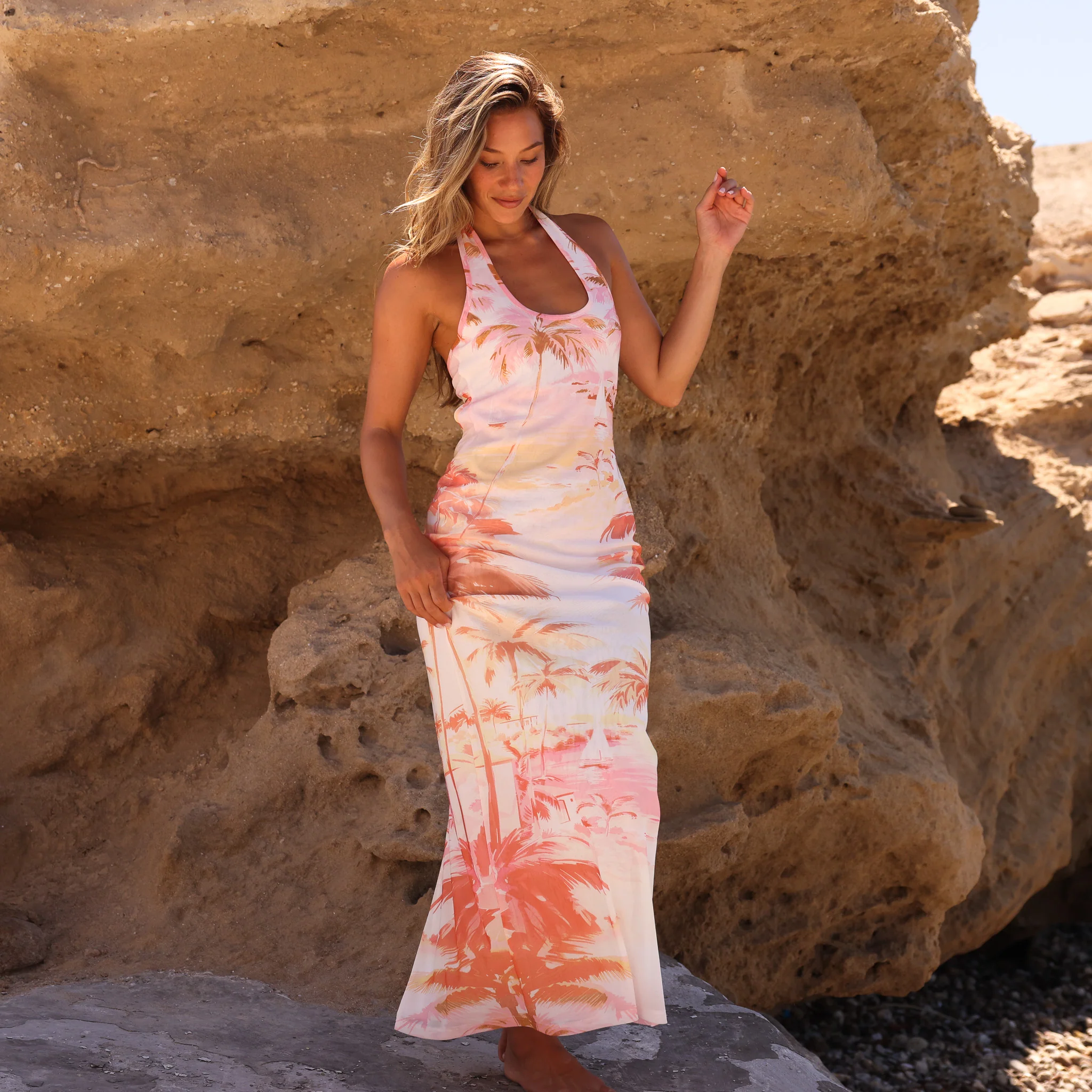 Halter Mesh Maxi Dress - Wild Skies - Image 2