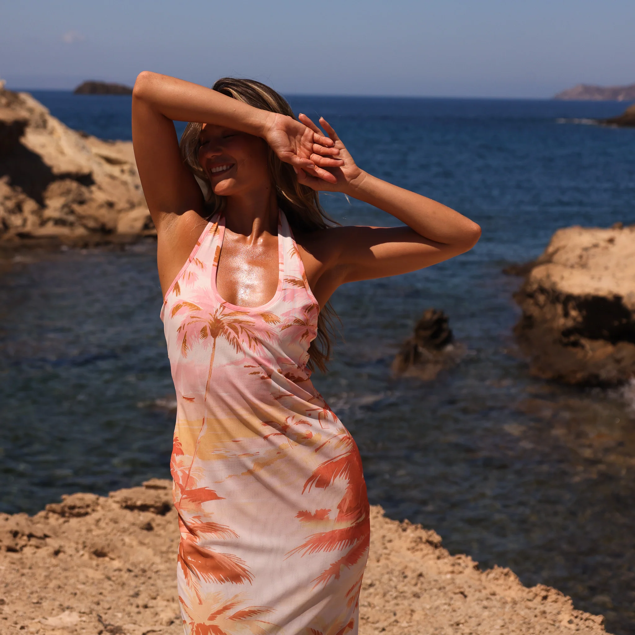 Halter Mesh Maxi Dress - Wild Skies - Image 9