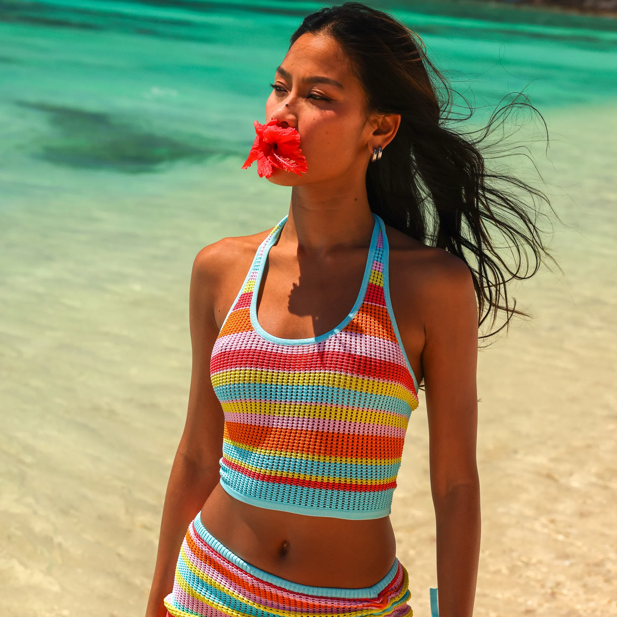 Knit Halter Tie Top - Sunset Strip - Image 5