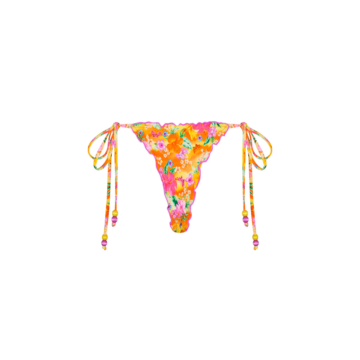Lettuce Edge Thong Tie Bikini Bottom - Peachy Pocket - Image 8