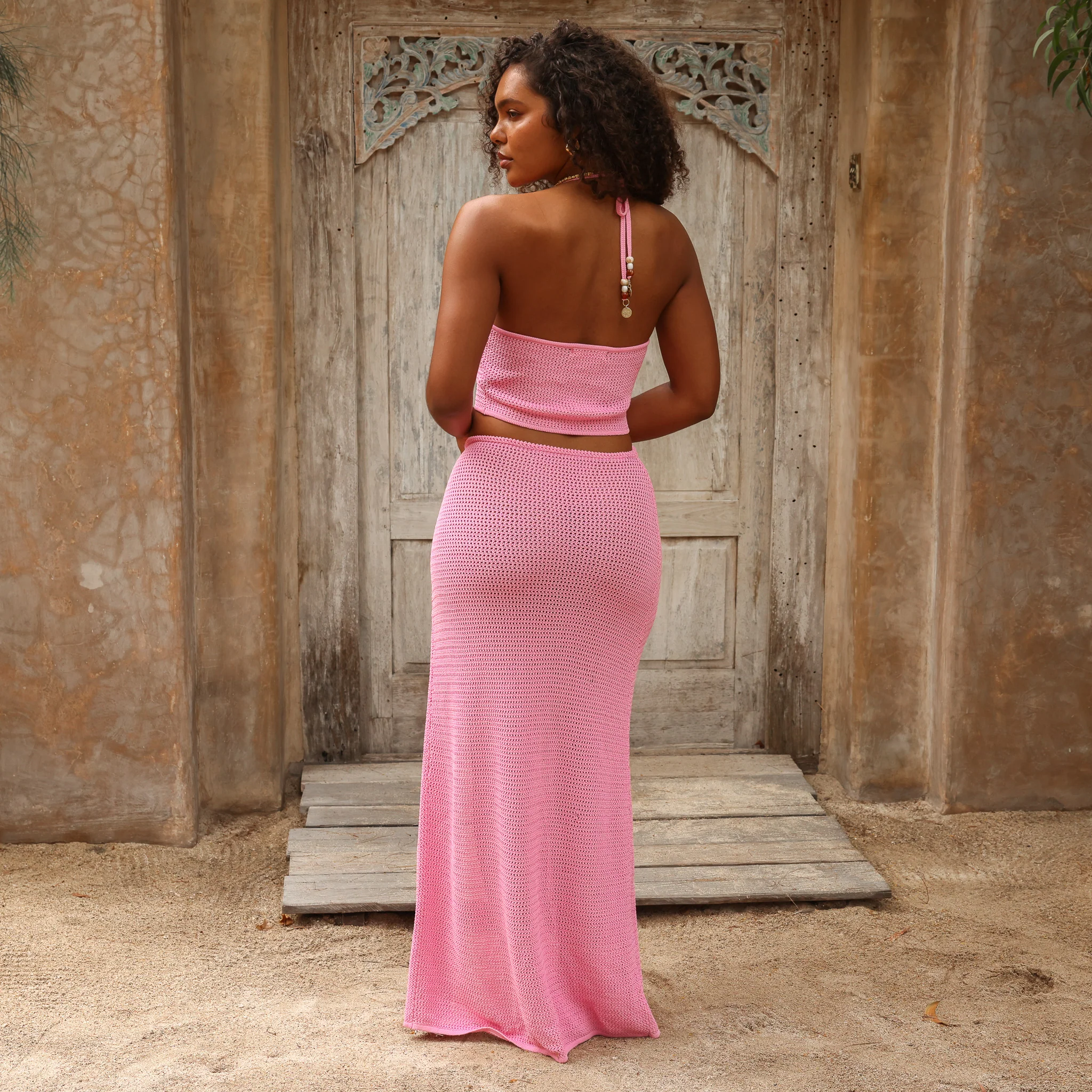 Ring Side Split Maxi Skirt - Bubblegum - Image 7