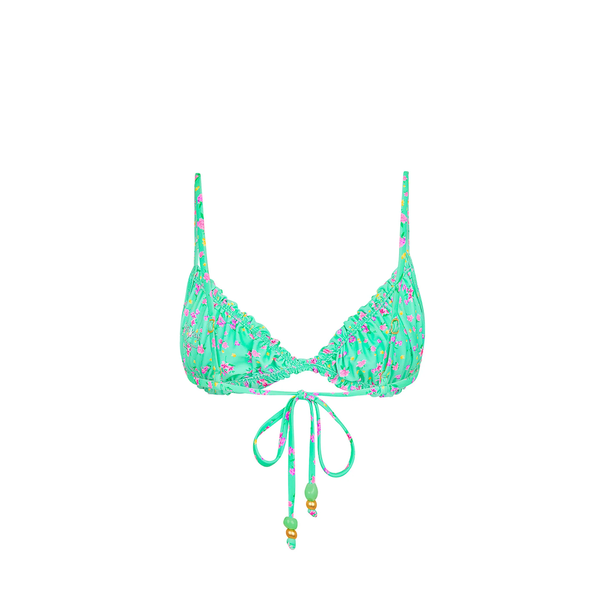 Ruched Bow Bralette Bikini Top - Mint Macaron - Image 9
