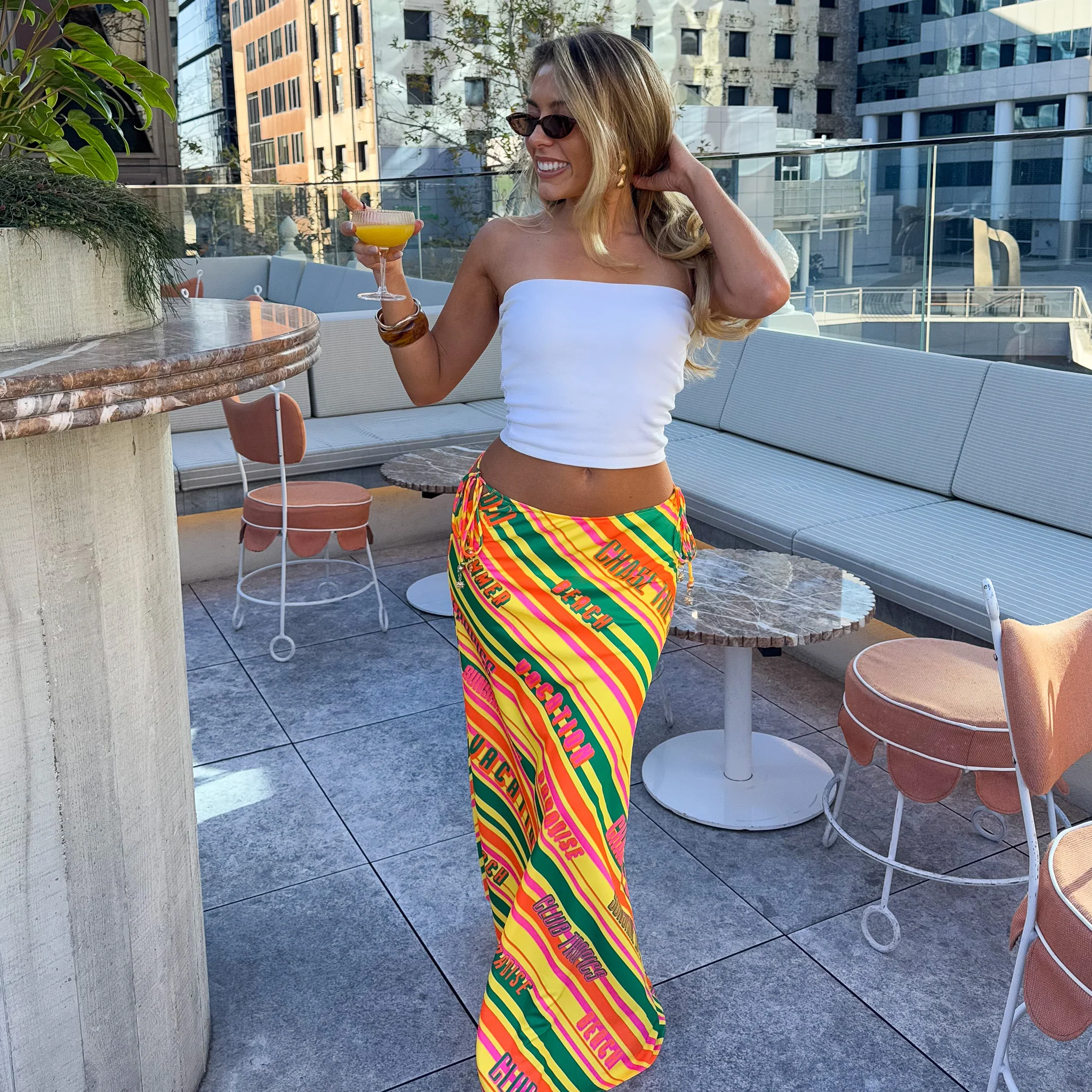 Satin Tie Side Maxi Skirt - Sunshine Lover - Image 10