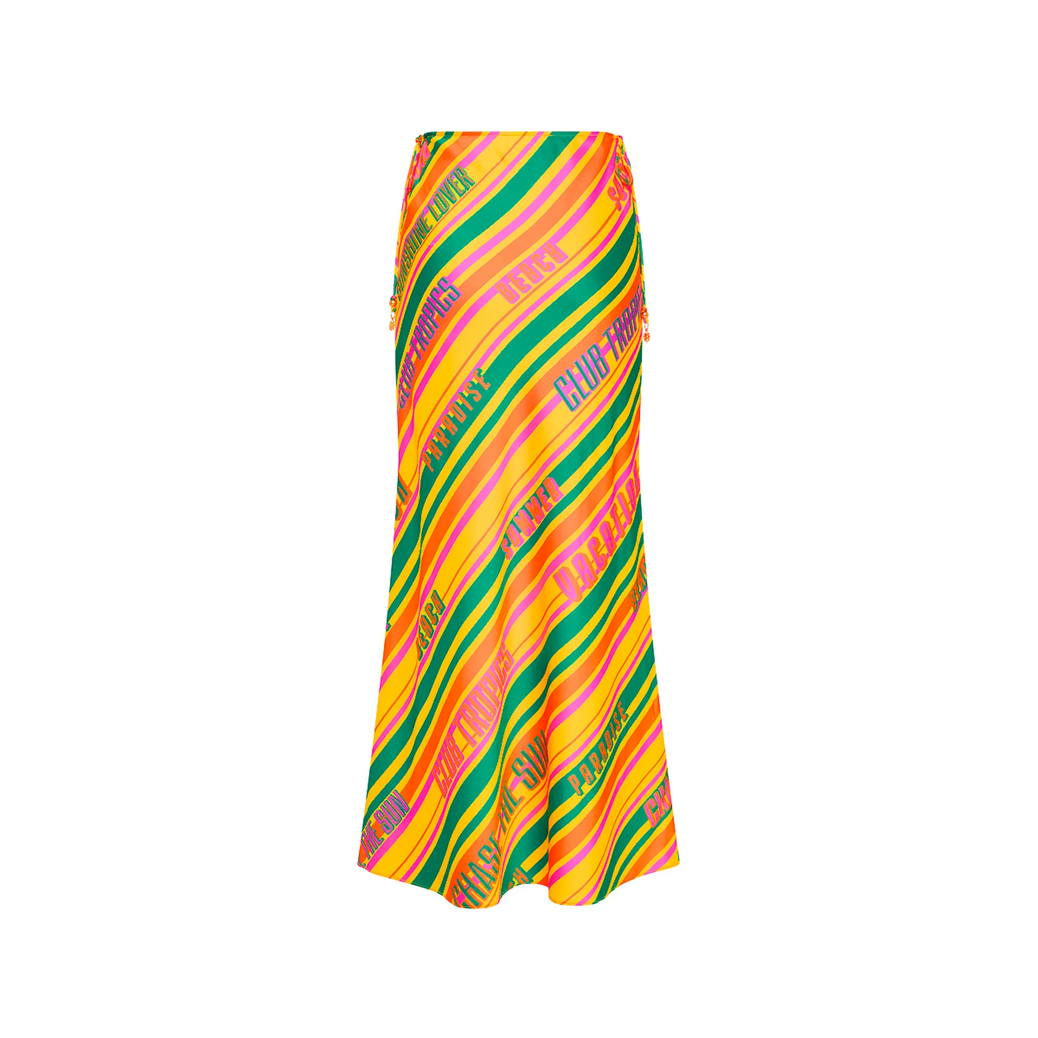 Satin Tie Side Maxi Skirt - Sunshine Lover - Image 12