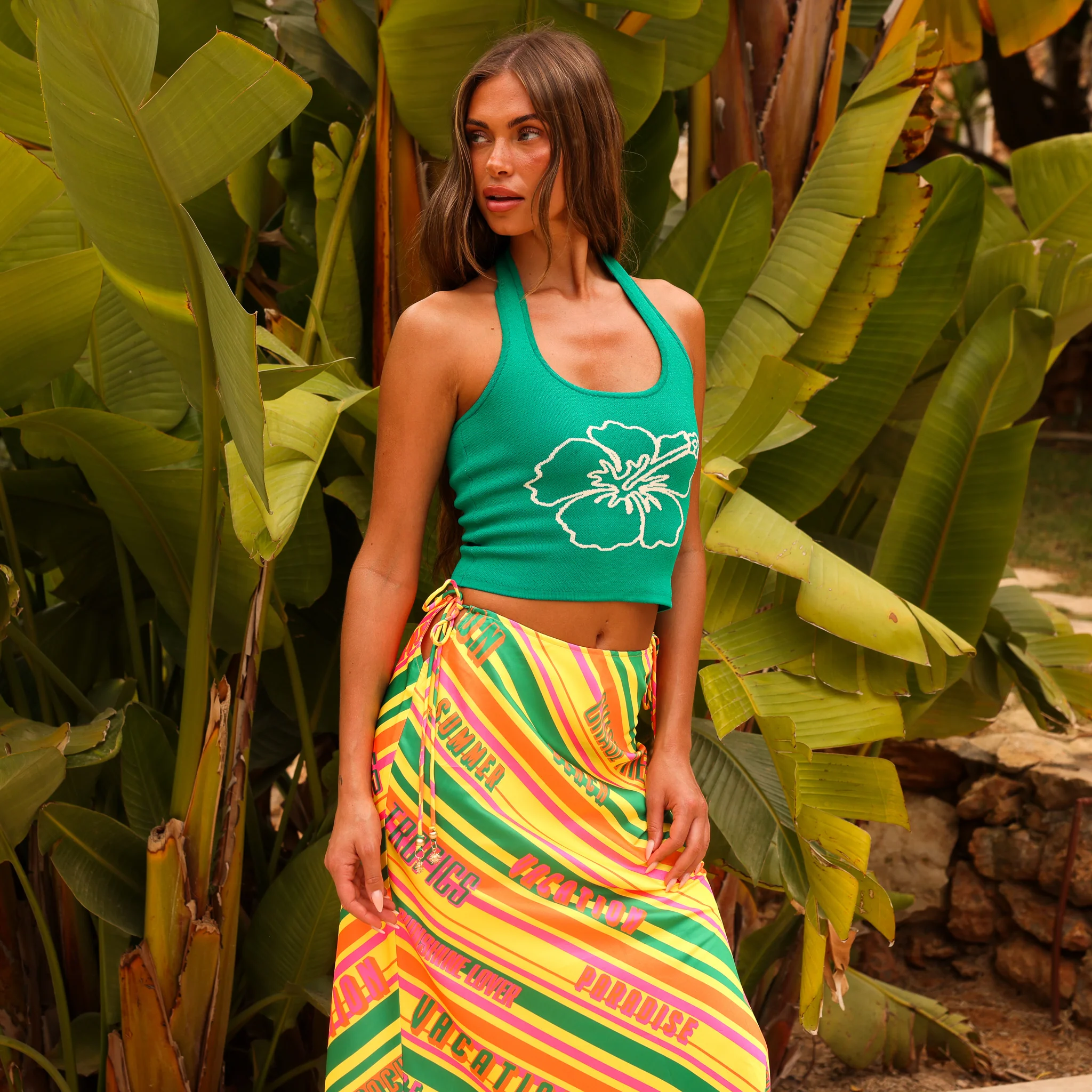 Satin Tie Side Maxi Skirt - Sunshine Lover - Image 8