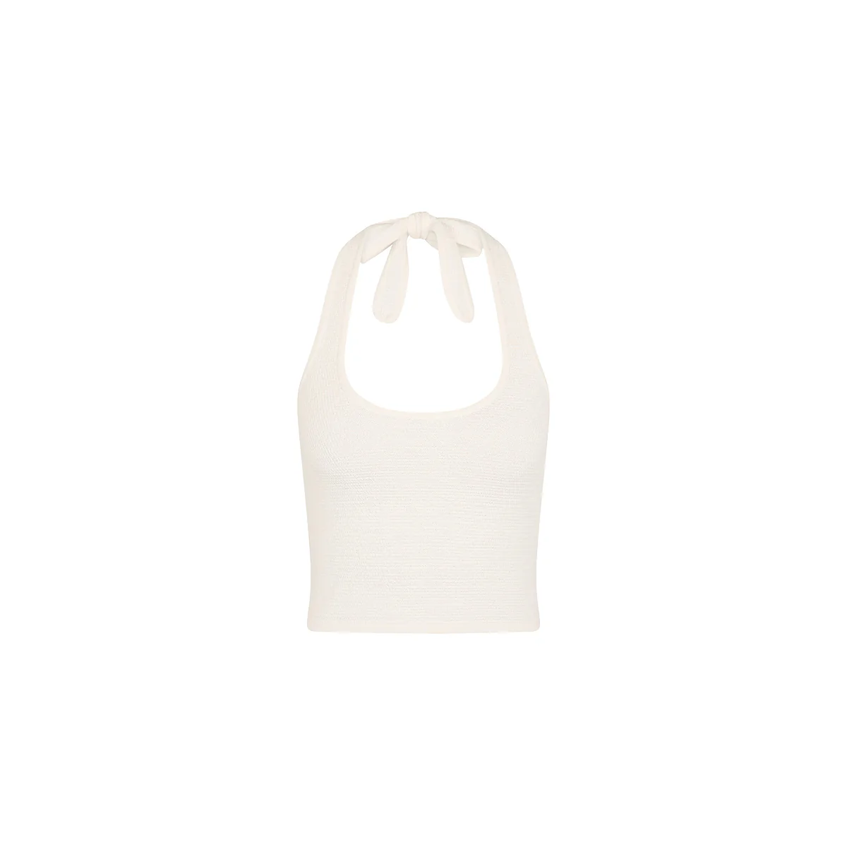 Scoop Knit Halter Tank Top - Whipped White