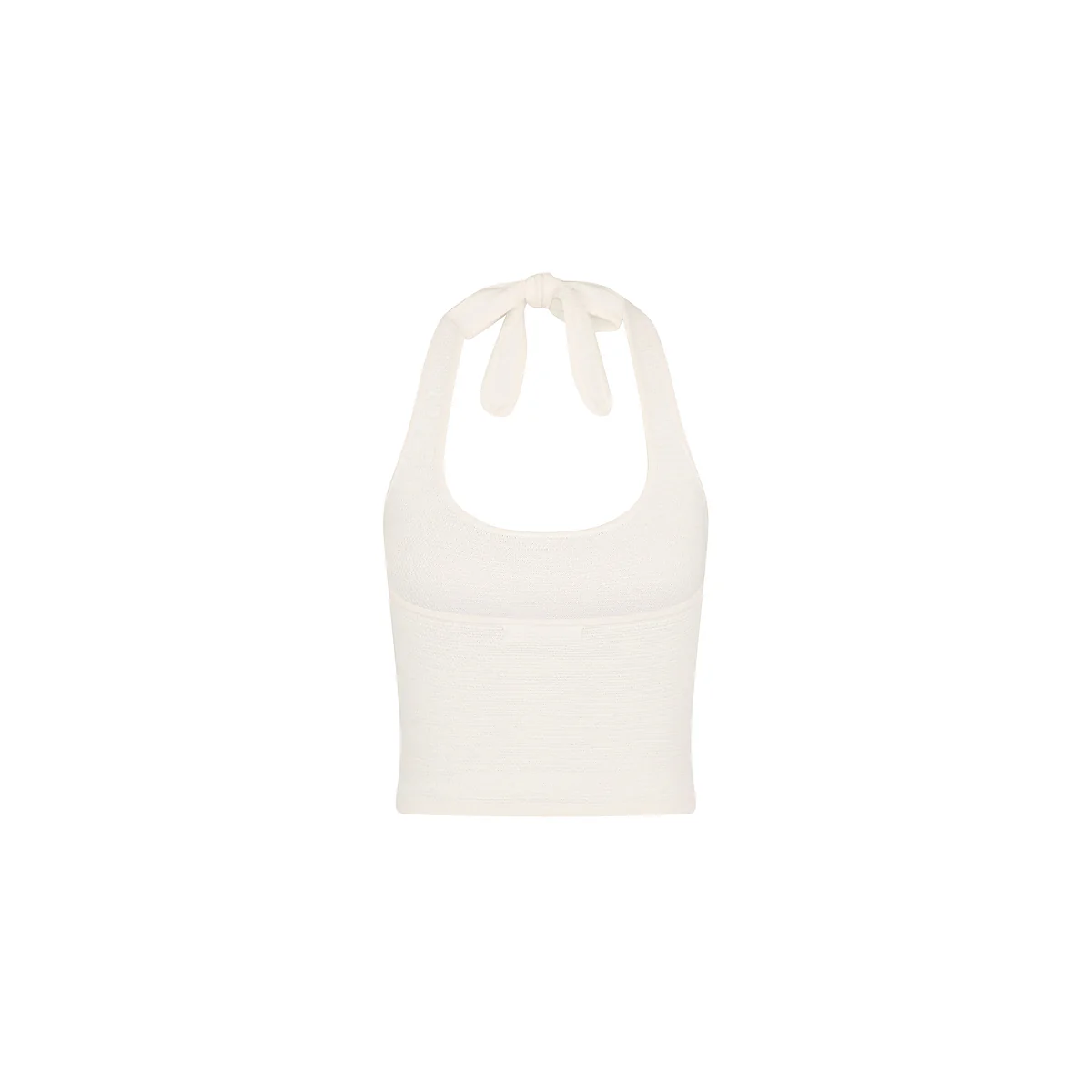 Scoop Knit Halter Tank Top - Whipped White - Image 7