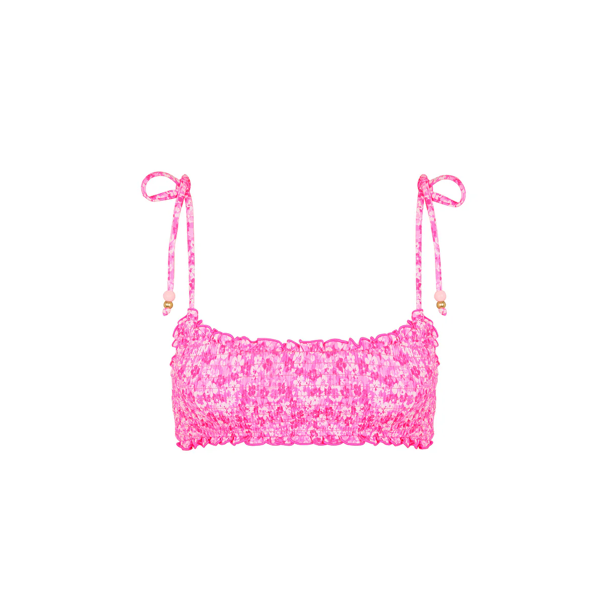 Shirred Crop Tie Bikini Top - Berry Burst