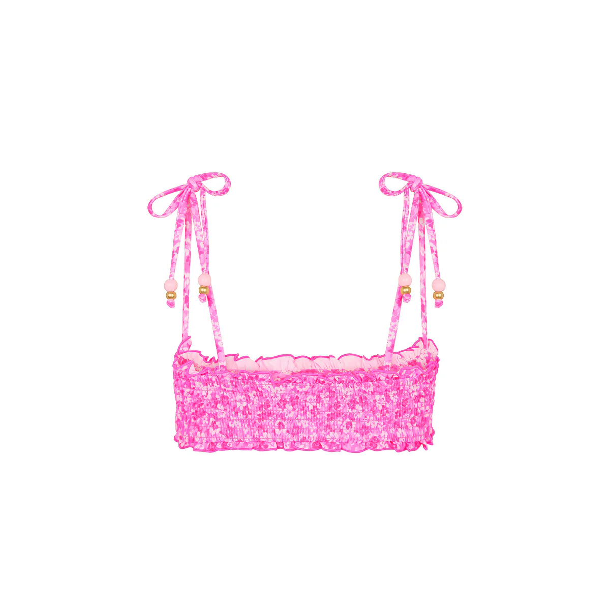 Shirred Crop Tie Bikini Top - Berry Burst - Image 9
