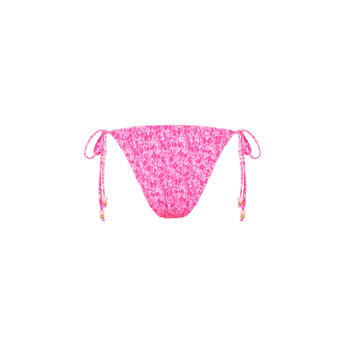 Shirred Dipped Cheeky Tie Bikini Bottom - Berry Burst - Image 8