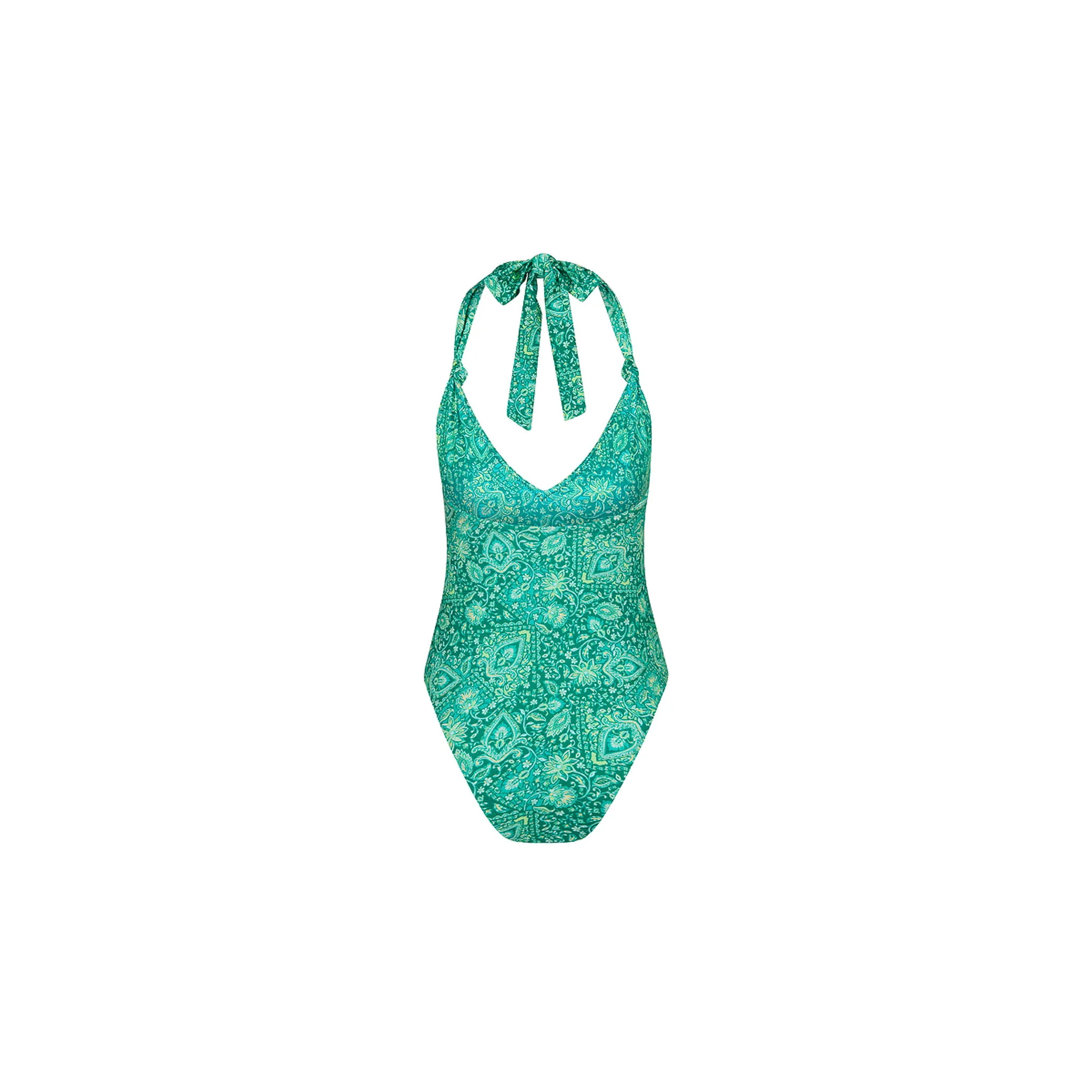 Soft Knot Halter One Piece - Emerald Aura - Image 7